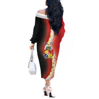 Personalised Tonga Emancipation Day Off The Shoulder Long Sleeve Dress Tongan Ngatu Pattern With Plumeria