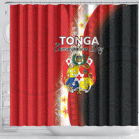 Tonga Emancipation Day Shower Curtain Tongan Ngatu Pattern With Plumeria