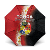 Tonga Emancipation Day Umbrella Tongan Ngatu Pattern With Plumeria