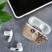 Tonga Ngatu Motifs AirPods Case With Coat Of Arms Beige
