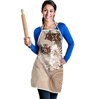 Tonga Ngatu Motifs Apron With Coat Of Arms Beige