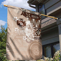 Tonga Ngatu Motifs Garden Flag With Coat Of Arms Beige