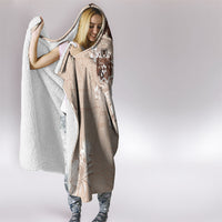 Tonga Ngatu Motifs Hooded Blanket With Coat Of Arms Beige