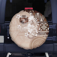 Tonga Ngatu Motifs Spare Tire Cover With Coat Of Arms Beige