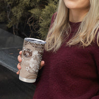 Tonga Ngatu Motifs Tumbler Cup With Coat Of Arms Beige