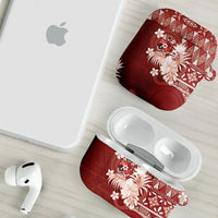 Tonga Ngatu Motifs AirPods Case With Coat Of Arms Red