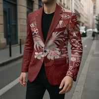 Tonga Ngatu Motifs Blazer With Coat Of Arms Red