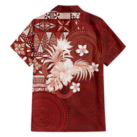 Tonga Ngatu Motifs Hawaiian Shirt With Coat Of Arms Red
