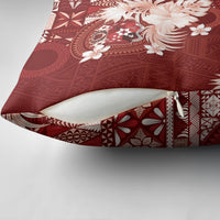 Tonga Ngatu Motifs Pillow Cover With Coat Of Arms Red