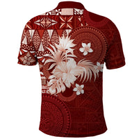 Tonga Ngatu Motifs Polo Shirt With Coat Of Arms Red