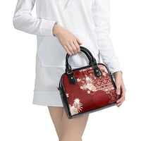 Tonga Ngatu Motifs Shoulder Handbag With Coat Of Arms Red