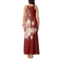 Tonga Ngatu Motifs Tank Maxi Dress With Coat Of Arms Red