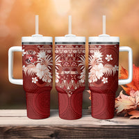 Tonga Ngatu Motifs Tumbler With Handle With Coat Of Arms Red