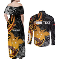 Personalised Papua New Guinea Couples Matching Off Shoulder Maxi Dress and Long Sleeve Button Shirt Happy 50th Independence Anniversary LT05 - Polynesian Pride
