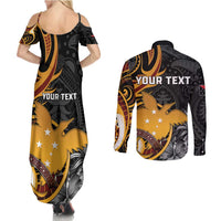 Personalised Papua New Guinea Couples Matching Summer Maxi Dress and Long Sleeve Button Shirt Happy 50th Independence Anniversary LT05 - Polynesian Pride