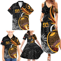 Personalised Papua New Guinea Family Matching Summer Maxi Dress and Hawaiian Shirt Happy 50th Independence Anniversary LT05 - Polynesian Pride