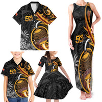 Personalised Papua New Guinea Family Matching Tank Maxi Dress and Hawaiian Shirt Happy 50th Independence Anniversary LT05 - Polynesian Pride