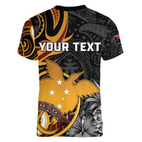 Personalised Papua New Guinea Women V-Neck T-Shirt Happy 50th Independence Anniversary LT05 - Polynesian Pride