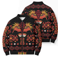 Papua Batik Motif Bomber Puffer Jacket Papua Spirit Black Version - Polynesian Pride