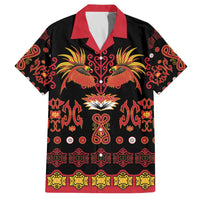 Papua Batik Motif Family Matching Off The Shoulder Long Sleeve Dress and Hawaiian Shirt Papua Spirit Black Version LT05 Dad's Shirt - Short Sleeve Black - Polynesian Pride