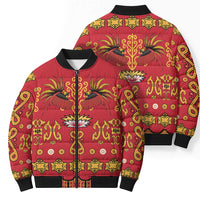 Papua Batik Motif Bomber Puffer Jacket Papua Spirit Red Version - Polynesian Pride