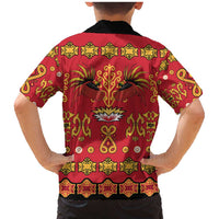Papua Batik Motif Family Matching Mermaid Dress and Hawaiian Shirt Papua Spirit Red Version LT05 - Polynesian Pride