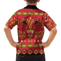Papua Batik Motif Family Matching Summer Maxi Dress and Hawaiian Shirt Papua Spirit Red Version LT05 - Polynesian Pride