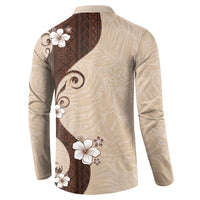 Polynesia Hibiscus Button Sweatshirt Cameo Curve Motif - Polynesian Pride