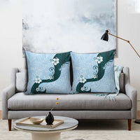 Polynesia Hibiscus Pillow Cover Sky Blue Curve Motif - Polynesian Pride