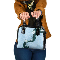 Polynesia Hibiscus Shoulder Handbag Sky Blue Curve Motif - Polynesian Pride