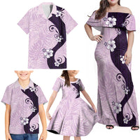 Polynesia Hibiscus Family Matching Off Shoulder Maxi Dress and Hawaiian Shirt Thistle Curve Motif LT05 - Polynesian Pride