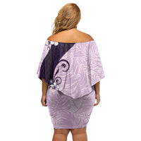 Polynesia Hibiscus Family Matching Off Shoulder Short Dress and Hawaiian Shirt Thistle Curve Motif LT05 - Polynesian Pride