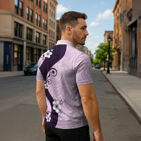 Polynesia Hibiscus Zipper Polo Shirt Thistle Curve Motif - Polynesian Pride