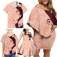 Polynesia Hibiscus Family Matching Off Shoulder Short Dress and Hawaiian Shirt Rose Bud Curve Motif LT05 - Polynesian Pride