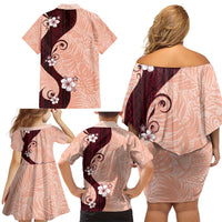 Polynesia Hibiscus Family Matching Off Shoulder Short Dress and Hawaiian Shirt Rose Bud Curve Motif LT05 - Polynesian Pride