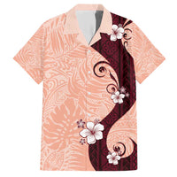 Polynesia Hibiscus Family Matching Short Sleeve Bodycon Dress and Hawaiian Shirt Rose Bud Curve Motif LT05 Dad's Shirt - Short Sleeve Red - Polynesian Pride