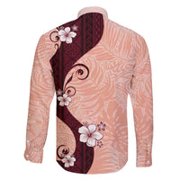 Polynesia Hibiscus Family Matching Short Sleeve Bodycon Dress and Hawaiian Shirt Rose Bud Curve Motif LT05 - Polynesian Pride