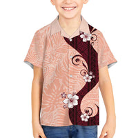 Polynesia Hibiscus Family Matching Summer Maxi Dress and Hawaiian Shirt Rose Bud Curve Motif LT05 Son's Shirt Red - Polynesian Pride
