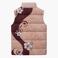 Polynesia Hibiscus Sleeveless Puffer Jacket Rose Bud Curve Motif - Polynesian Pride
