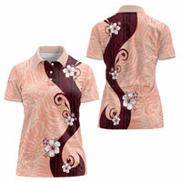Polynesia Hibiscus Women Polo Shirt Rose Bud Curve Motif - Polynesian Pride