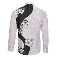 Polynesia Hibiscus Family Matching Off The Shoulder Long Sleeve Dress and Hawaiian Shirt White Curve Motif LT05 - Polynesian Pride