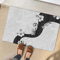 Polynesia Hibiscus Rubber Doormat White Curve Motif - Polynesian Pride