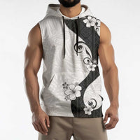 Polynesia Hibiscus Sleeveless Hoodie White Curve Motif - Polynesian Pride