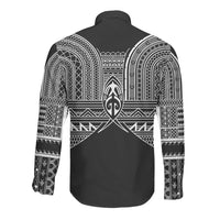 Philippines Igorot Tribal Inspired Long Sleeve Button Shirt Black Version LT05 - Polynesian Pride