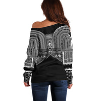 Philippines Igorot Tribal Inspired Off Shoulder Sweater Black Version LT05 - Polynesian Pride