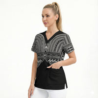 Philippines Igorot Tribal Inspired Scrub Top Black Version LT05 - Polynesian Pride