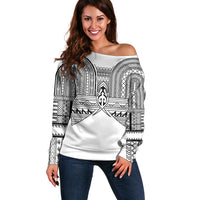Philippines Igorot Tribal Inspired Off Shoulder Sweater White Version LT05 Women White - Polynesian Pride