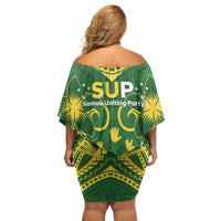 Samoa SUP Family Matching Off Shoulder Short Dress and Hawaiian Shirt Samoan Coat Of Arms LT05 - Polynesian Pride