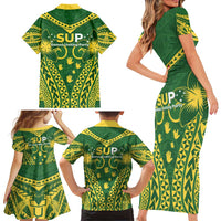 Samoa SUP Family Matching Short Sleeve Bodycon Dress and Hawaiian Shirt Samoan Coat Of Arms LT05 - Polynesian Pride
