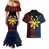 Philippines Sun Star Couples Matching Mermaid Dress and Hawaiian Shirt Igorot Tribal Inspiration LT05 - Polynesian Pride